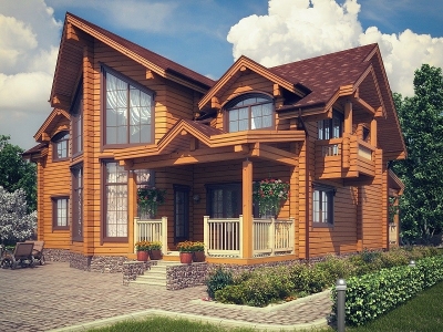 Проект дома из бруса №45 (12,4х13,4)